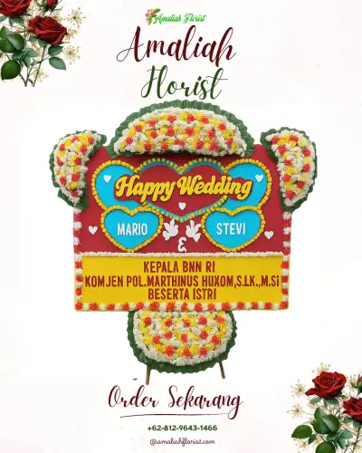 Karangan Papan Bunga Pernikahan di Sekarmulya